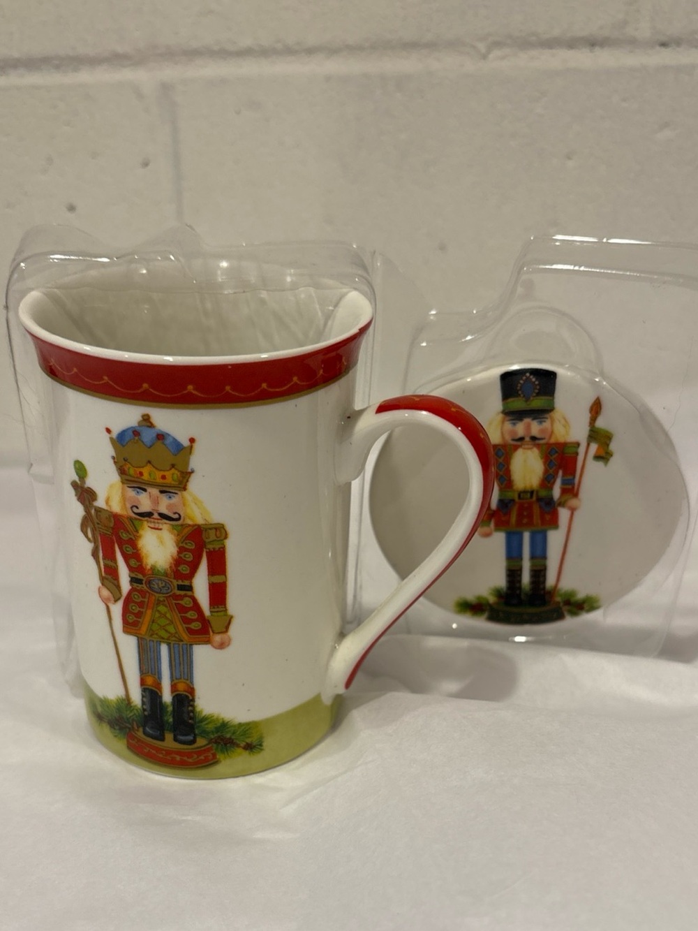 Kent Pottery Holiday mug & coaster set Nutcracker fine porcelain Vintage